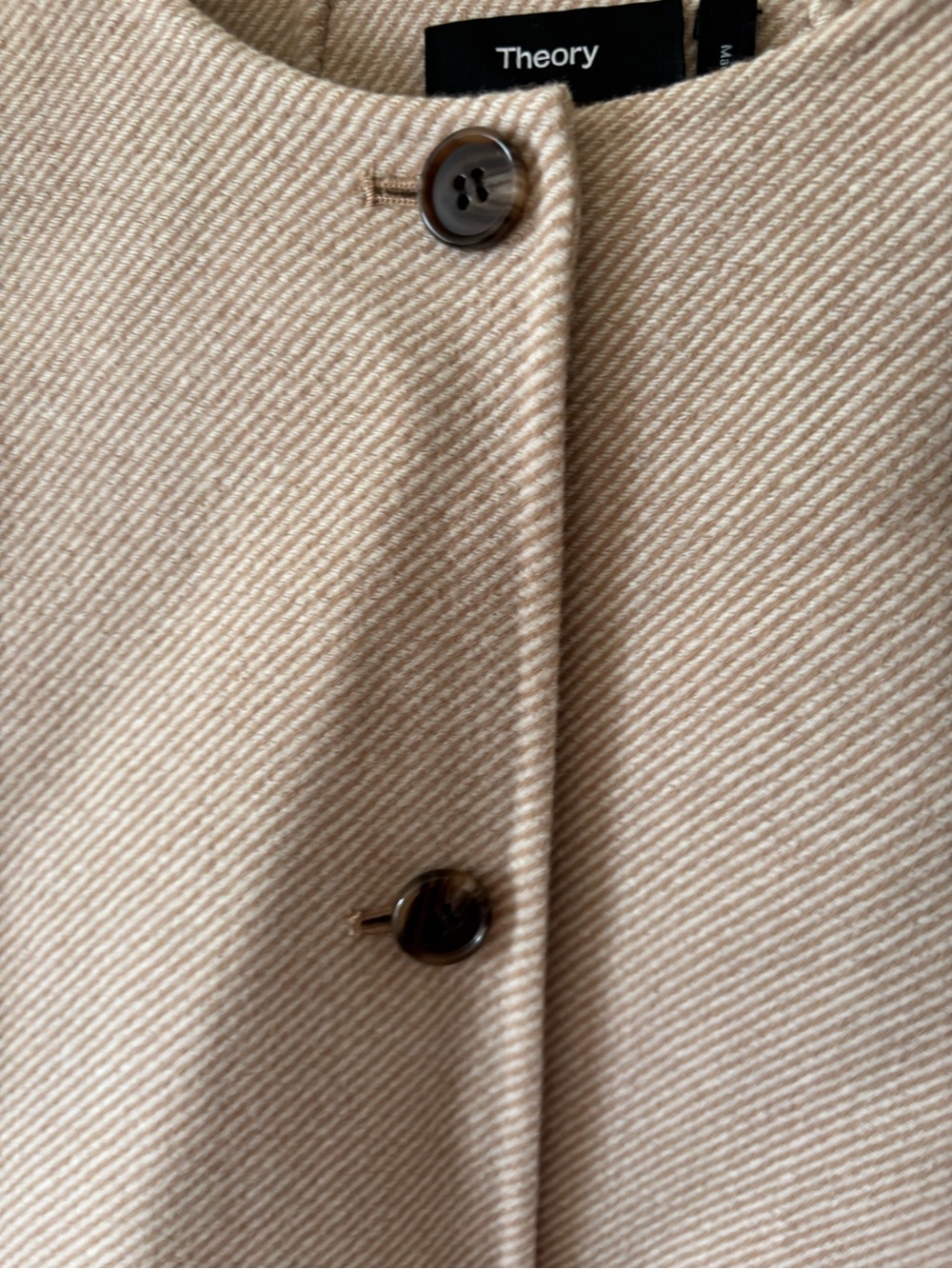 Theory Neutral Blush Collarless Wool Jacket - Picture 6 of 8
